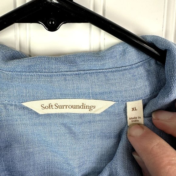 Soft Surroundings Blue Denim Pleated Button down Top Size XL - Picture 2 of 4